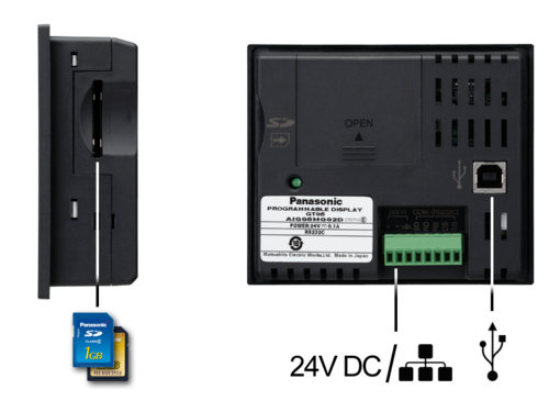 HMI GT05 USB interface and SD memory card slot as standard equipment