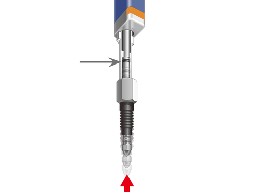 HG-S Resistance to upward thrust impact thanks to spindle stopper