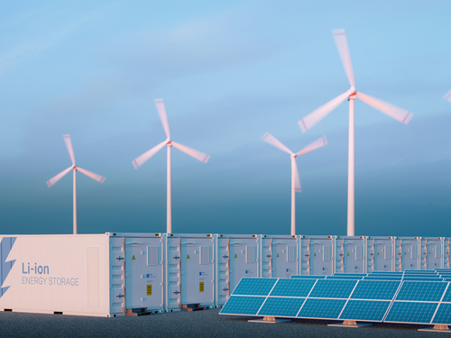 Wind turbines, solar panels, battery energy storage