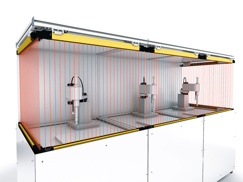 Safety solution: Connection of up to 5 SF4D safety light curtains in series
