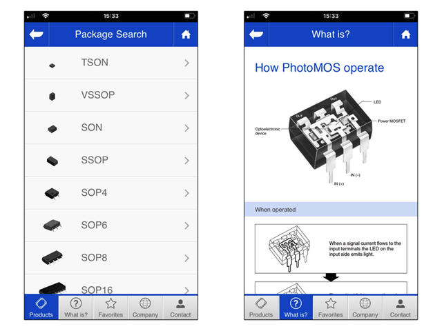 PhotoMOS App screens
