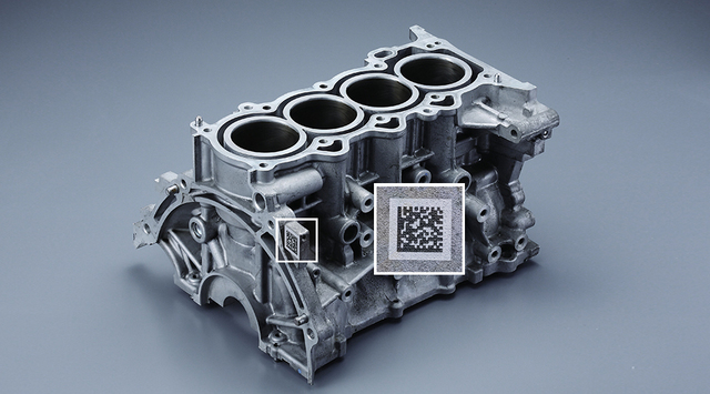 Laser marking on engine block