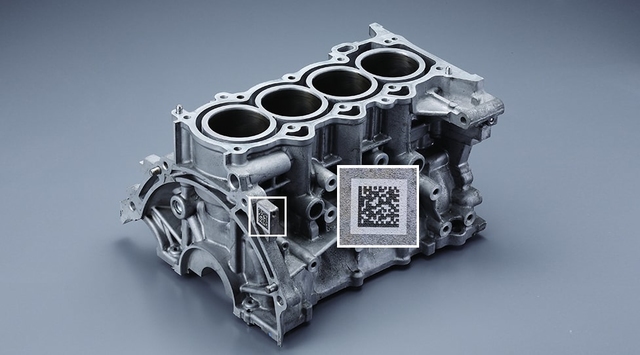 Laser marking on engine block for automotive industry